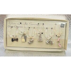 Russ White Lace And Promises Wedding Glass Charms Set Of 6 New
